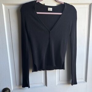 Abercrombie & Fitch Black Ribbed Knit Top